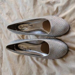 Silver Rhinestone Wedges